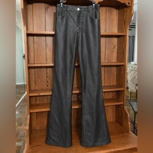 Black Flared Faux Leather Pants